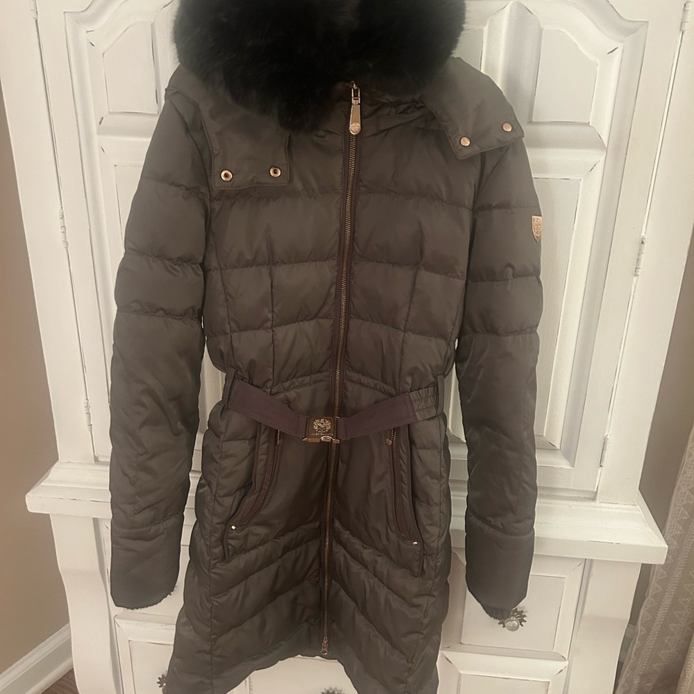 Women's Vince  Camuto Down Coat with Fur Trim